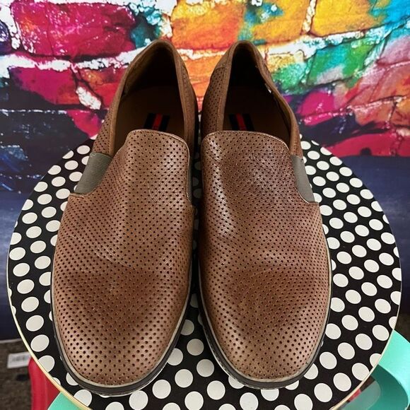 Lloyd Germany Brown Perforated Leather Slip On Loafer Size 9.5 - Picture 2 of 8